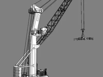 Liebherr LHM 500 Mobile Harbour Crane low-poly 3d model Low-poly 3D model