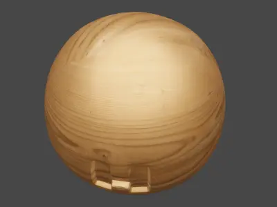 Ball and simple character in wooden material Low-poly 3D model