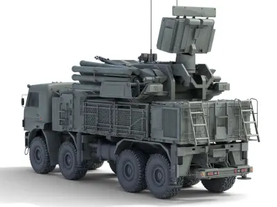 Missile System Pantsir S1 SA-22 Low-poly 3D model