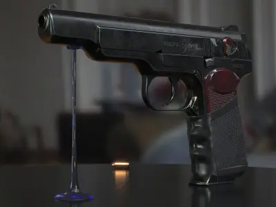 Stechkin Automatic Pistol - APS Low-poly 3D model Low-poly 3D model