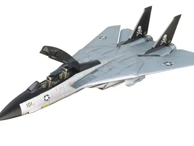 Grumman F-14 Tomcat US Fighter Jet Low-poly 3D model