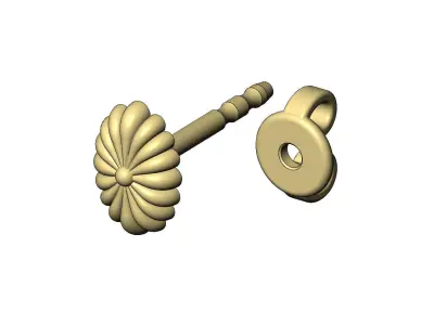 Ribbed rosette art deco stud earring 3D print model