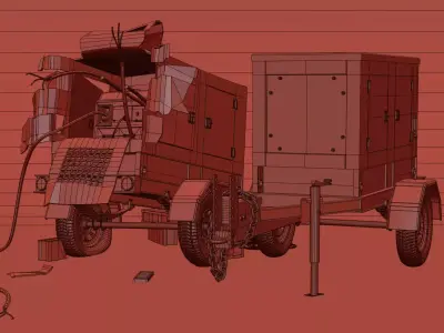 Abandoned Industrial Generator Trailer 3D model