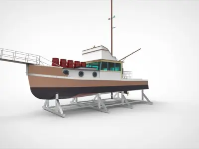 docking fishing ship 3D model purchase