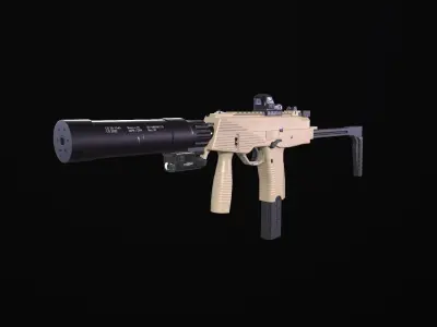 MP9 Submachine Low-poly 3D model