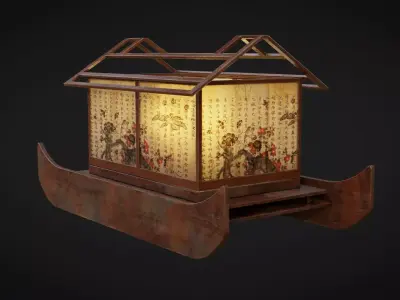Lantern Boat Low-poly 3D model