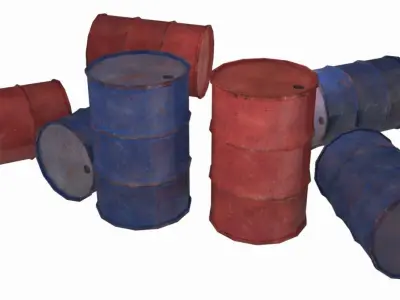 Oil Barrel Rusty Low-poly 3D model