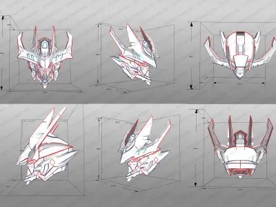Babatos wolf king helmet EVA Pepakura Low-poly 3D model
