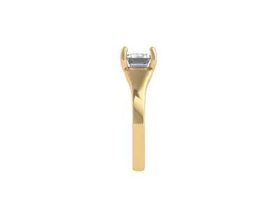 Emerald Solitaire Ring 3D print model 15