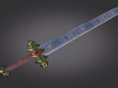 Stylized Medieval Sword melee weapon game ready Low-poly 3D model purchase