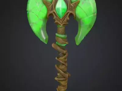 Emerald Battleaxe Low-poly 3D model