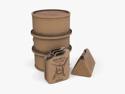 WW2 Liquid Storage Assets 01 Low-poly 3D model