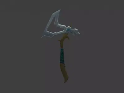 battle axe Low-poly 3D model 21
