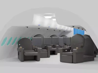 Cartoon Airplane First Class Cabin Interior 3D model