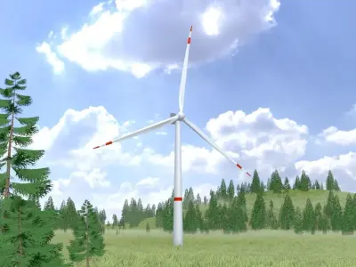 Wind turbine V1 H-115 RD 172 m with animation Low-poly 3D model