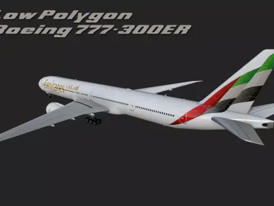 Boeing 777 Emirates Low-poly 3D model