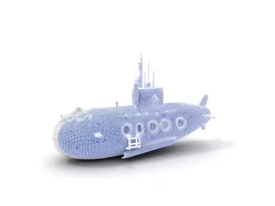 Classic Silver Submarine model pack Low-poly 3D model