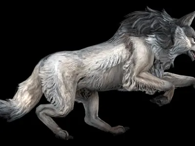 Wolf rigged and animated Low-poly 3D model