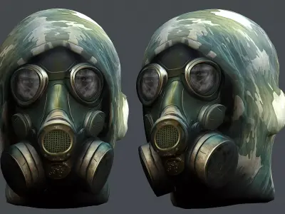 Gas mask helmet 3d model military combat Low-poly 3D model Low-poly 3D model 4