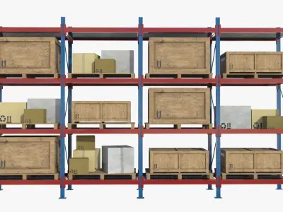 Warehouse Rack Low-poly 3D model purchase
