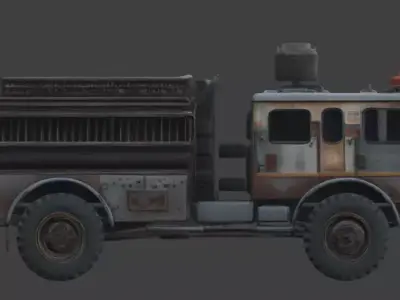 Rusted Apocalypse Rescue Truck 3D Model Low-poly 3D model
