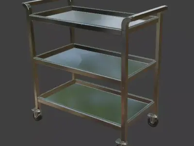 Stainless Steel Hospital Trolley 3D model