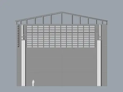 Warehouse 2 building with roof 3D model
