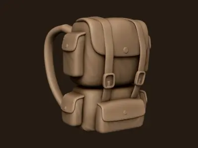 Desert Camouflage Backpack - Character Military Low-poly 3D model