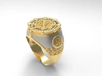 Ship Wheel Ring Free 3D print model