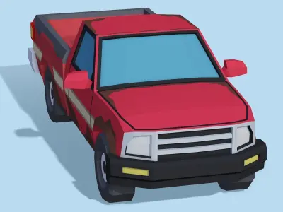 Stylized Old Rusted Pickup Truck - Lowpoly Mobile Ready Low-poly 3D model