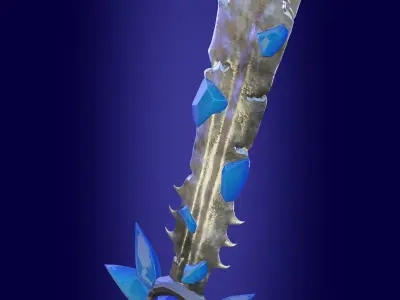 Stylized weapon sword with ice crystals PBR Low-poly game ready Low-poly 3D model