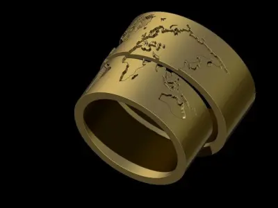  WORLD MAP RINGS 3D print model