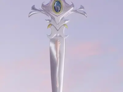 Fantasy Crystal Dagger Stylized Magical Weapon Game Ready Low-poly 3D model
