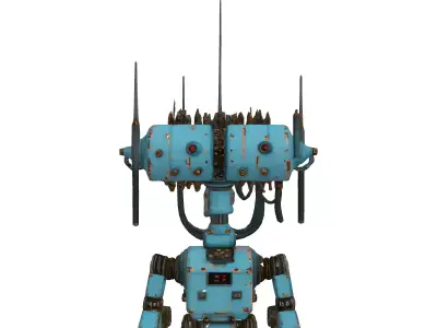 Vintage SciFi Robot with Antennas Low-poly 3D model