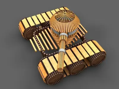 LowPoly Animated Stick Tank Free low-poly 3D model