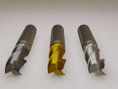3 flutes end mill 3D model
