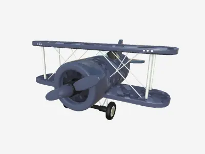 Airplane Cartoon A10 Blue Camouflage - Classic Aircraft Low-poly 3D model