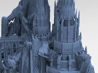 Dark Fantasy Mountain fortress 6 3D model