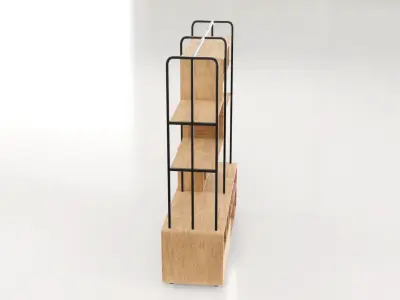 Furniture Modern Shelf 4 Low-poly 3D model