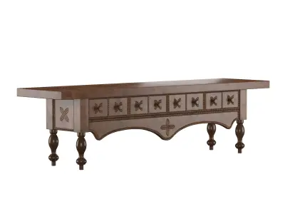 Antique Oak Dresser Apron 3D model