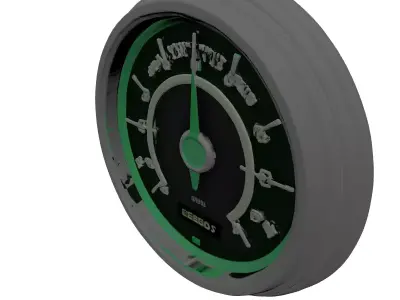 Modern Green Glowing Speedometer Gauge 3D model