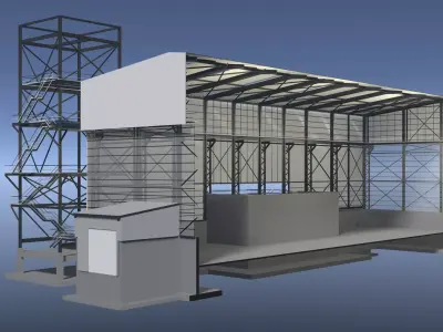 Industrial building in section cut 25i30 3D model