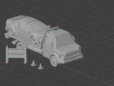 Tow truck Low-poly game ready asset Free low-poly 3D model