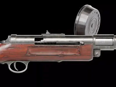 Bergmann MP18 submachine gun Low-poly 3D model