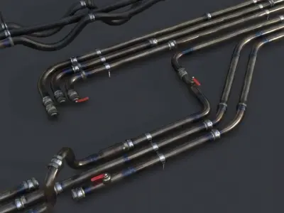 Modular Pipes - Sci-Fi Heat Metal Low-poly 3D model