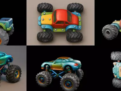 Monster Truck bundle 10 pack 100 glb 3D model