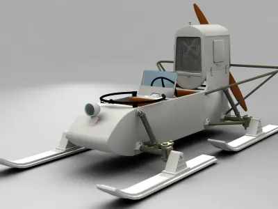 Aerosan RF-8 GAZ-98  and NKL-26 Armoured Sled 3D model