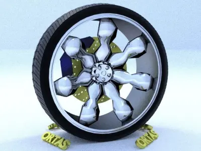 ORTAS CAR RIM 60 GAME READY RIM TIRE AND DISC 3D model