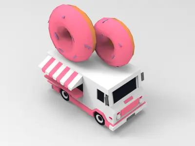 low poly foodtruck Low-poly 3D model