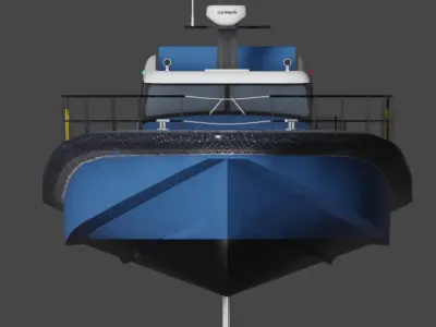Electric workboat Low-poly 3D model